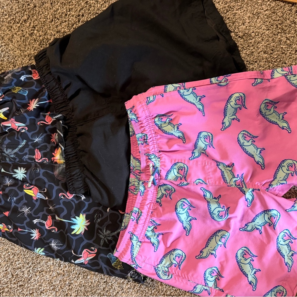 EUC LOT OF 3 10/12 boys Swim Trunks Set black pink pool beach members mark - Picture 4 of 5